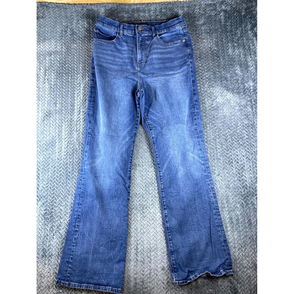 Express 90s Boot High Rise Jeans Womens 12 Blue Denim Stretch Whiskering Retro
